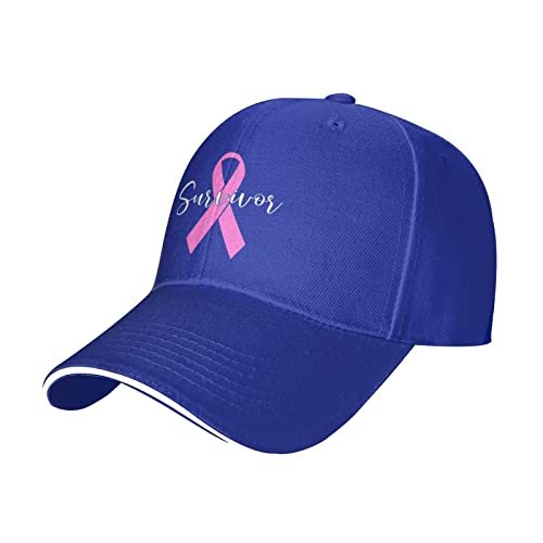 Survivor Breast Cancer Awareness Duck Tongue Classic Baseball Cap - Men Women Sandwich Hat Blue #TOP29