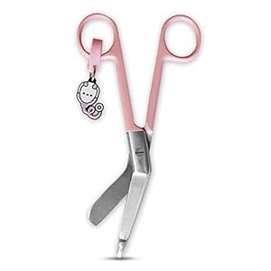 Nursing Scissors – Medical scissors- Blunt Tip Scissors – Stainless Steel – Design – Distinctive Keyring (Pink)