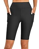 MARINAVIDA 10" Long Knee High Swim Shorts Women,Tummy Control High Waisted Board Shorts Swim Capris