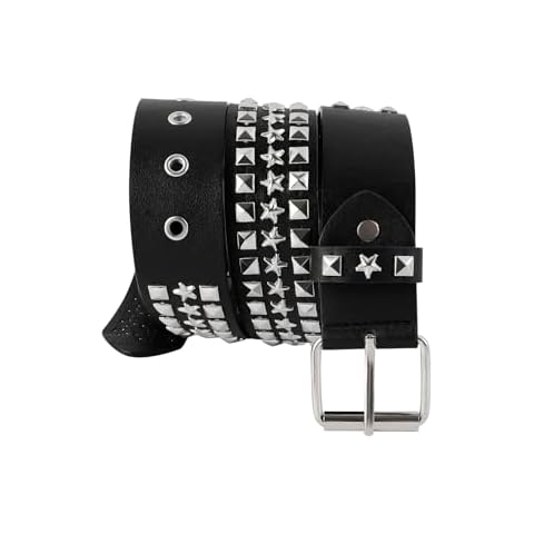 Manfnee Studded Belt Metal Punk Rock Rivet Belts Leather Gothic Belt for Jeans Pants Hip Hop Style Cover