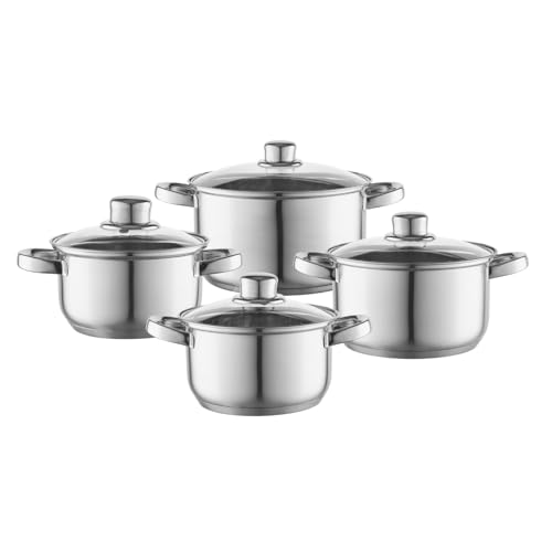 FLORINA Kochtopf Set POLPO I Kochtöpfe mit Deckel und Stieltopf I Messbecher, Ausgieß | Spülmaschinengeeignet | Ideal für Induktionsherd, Gasherd, Elektroherd