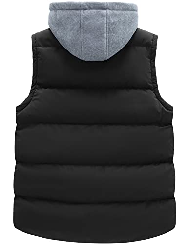wantdo Men's Winter Vest Thick Padded Sleeveless Jacket Quilted Puffer Vest with Detachable Hood2