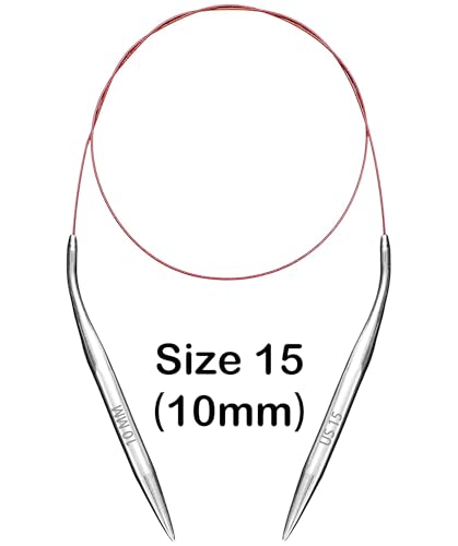 Image of Size 15 Circular Knitting Needles 40 Inch Metal Large Round Needles for Magic Loop Blankets Sweaters Scarves Stainless Steel 100 cm 10 mm, for Beginners & Knitters