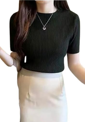 FIND XWomen Trendy High Neck Top Half Sleeves Regular Fit Top Formal, Casual, Office, Date, Outing, Party Top for Women