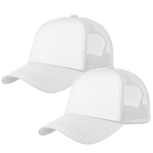 Image of Falari 5-Panel Mesh Baseball Cap, Trucker Hat, Structured Plain Design, Cotton, Adjustable Size