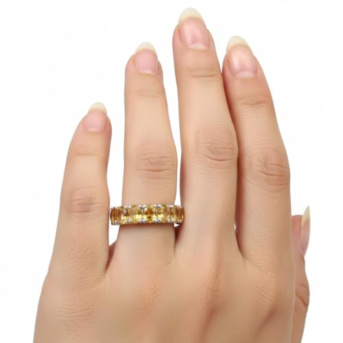 Image of 55Carat Choose Your Color Natural Gemstone Sterling Silver Band Ring Birthstone Friendship Love Size 5-13
