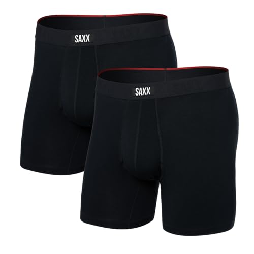 SAXX UNDERWEAR,Mens,Vibe Xtra Super Soft Boxer Brief Fly 2-Pack,Black,Small