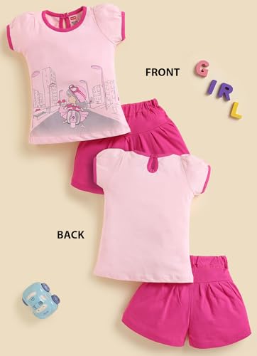 Image of LuvLap Baby Girls Regular Fit 100% Cotton Half Sleeves Girls Top CoSet Pack of 3