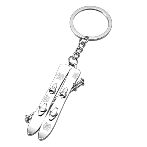 EIHI Porte-clés Skieur en Métal Argenté - Charme Athlète Ski Cadeau