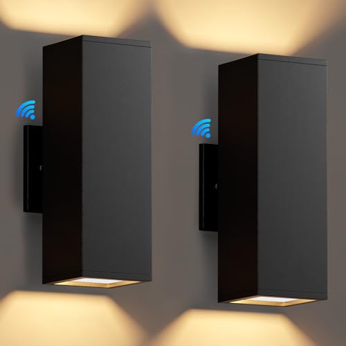 SHIMR Dusk to Dawn Outdoor Lighting 2 Pack, Modern Exterior Lighting Fixtures Wall Mount with E...