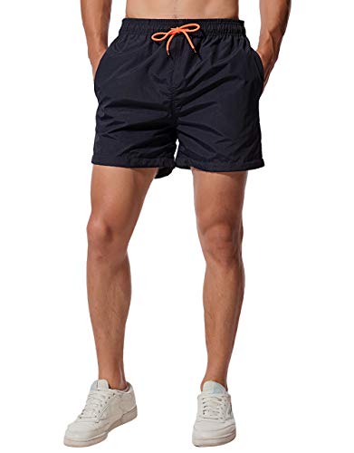 CHYU Herren Badeshorts Badehose Beachshorts Schwimmhose Schnelltrocknend Shorts Sporthose mit Mesh-Futter und Verstellbarem Tunnelzug (Navy Blau, XL)