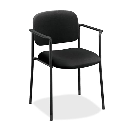 Image of HON Scatter Fabric Guest Office Chair with Arms, Stackable Seating for Waiting Rooms, Lobbies, Conference Areas, and Offices, Side Chair for Reception and Training Spaces, Black