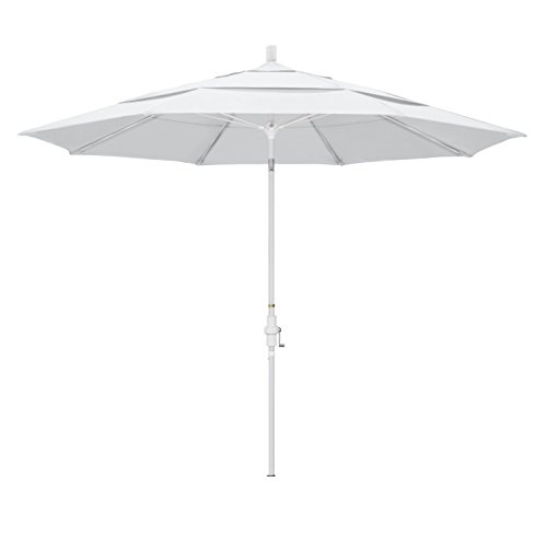 California Umbrella 11' Round Crank Lift, Collar Tilt, Aluminum Pole, Fiberglass Rib Patio Umbrella, White Finish, White by California Umbrella - Used condition - US$104.89