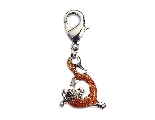 Pendentif poisson orange avec mousqueton à clipser sur vos bracelets d'été et sacs