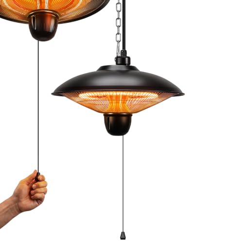Jayseuw Radiateur d'extérieur suspendu pour terrasse, 1800 W, noir