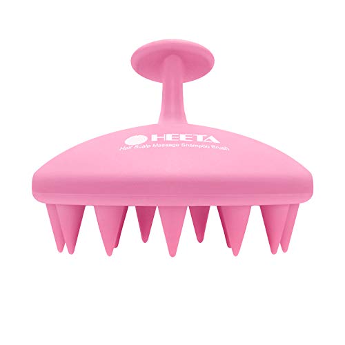 Hair Scalp Massager Shampoo Brush, HEETA Integrated Design Hair Care Brush with Soft Silicone Head Massager (Pink)