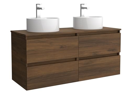 Mueble de baño Bequia 120cm + Encimera + Lavabo posar | Nogal|120x45x56
