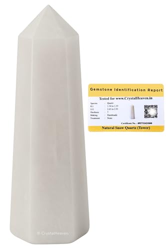 Image of Crystal Heaven Snow Quartz Crystal Tower Obelisk Point For Chakra, Healing And Balancing - Aaa Grade Original Certified Gemstone Agate For Reiki Meditation Yoga Spiritual (3-4 Inches)