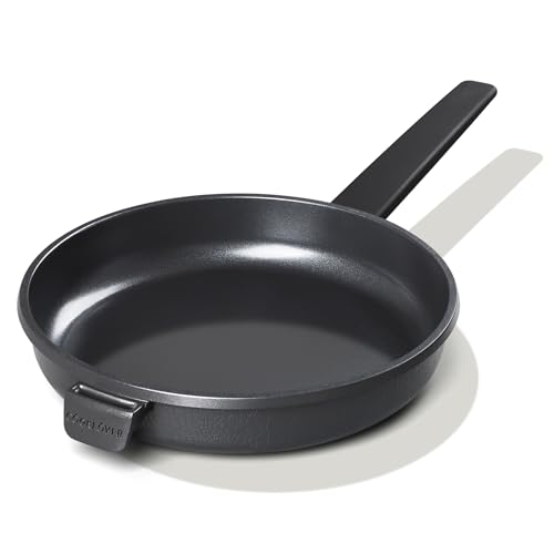 COOKLOVER Sartén de cerámica antiadherente, no tóxica, libre de PTFE y PFOA, sartén para huevos compatible con inducción con mango resistente al calor, 9.5 pulgadas, color negro sólido