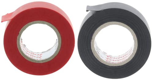 Restagraf - Assortiment de Ruban Adhésif PVC Rouge & Noir - Élongation 1,9 - Longueur 10 m - Isolation Électrique et Faisceaux - Résistance et Souplesse - Réf. 226700 - Blister de 2