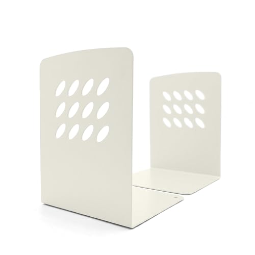 Image of LIBFRIEND Metal Non-Slip Bookends | Powder-Coated L-Shaped Book Holder for Desk, Office, Study Table and Library | Multicolour Options | Set of 2 (Ivory, M)