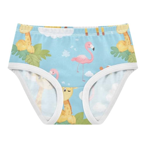 Wusikd Cute Giraffes Clouds Girls' Underwear Cotton Pink Flamingos Girls Briefs Soft Toddler Underwear 2T