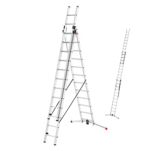 Echelle Transformable Pro 3 Plans 3x12 échelons 8,3m/9m en Aluminium Hailo ProfiLot