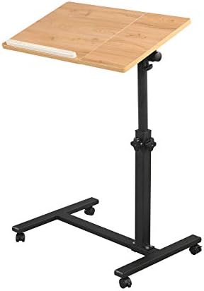 Rolling Laptop Table Lap Desk for Laptop Rolling Cart Tilting Overbed Bedside Table Overbed Desk Overbed Table with Wheels Adjustable Laptop Stand Sofa Side Table