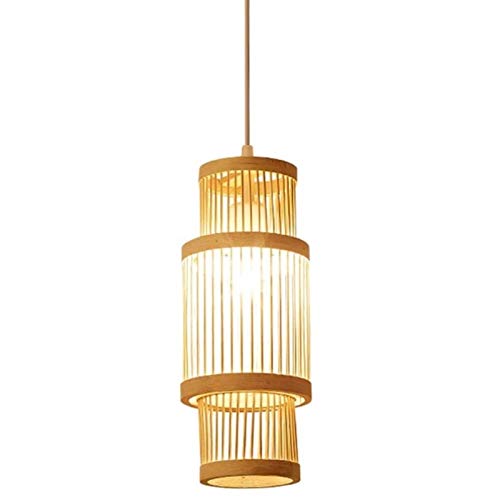 Lustre tissé à la main en bambou style chinois vintage E27
