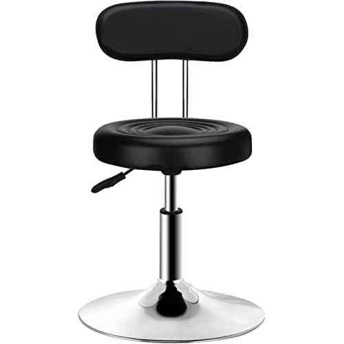 QiCheng&LYS Round Office Stool Chair Adjustable Height Sit Stand Stool 360 Stool,for Office Home Kitchen Beauty Slip Stool Wheelless Stool (Black with backrest)