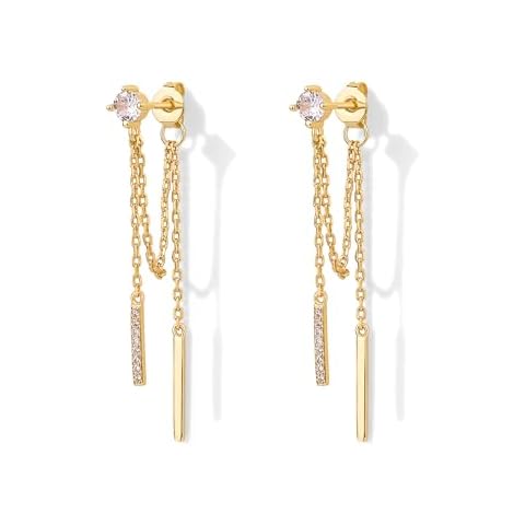PAVOI 18K Gold Plated Chain Drop Earrings Cover