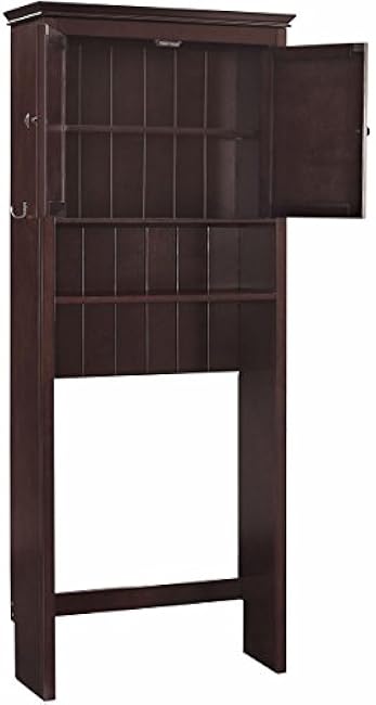 Crosley Furniture Lydia Over The Toilet Storage Cabinet and Bathroom Organizer with Hooks and Shelves, Espresso