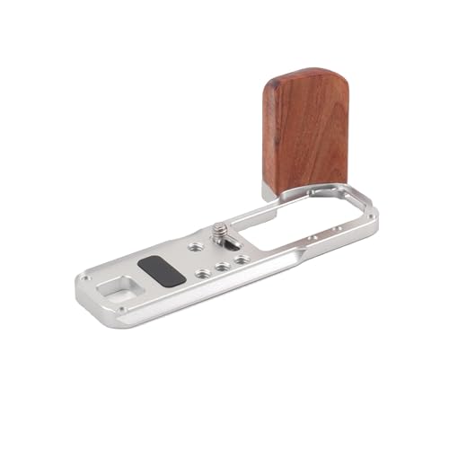 SZZCNOX Agarre de madera maciza para cámara en forma de L, placa base de montaje de cámara con agarre para el pulgar, nogal + mango de madera de aluminio, accesorios de cámara para FUJIFILM X-100VI