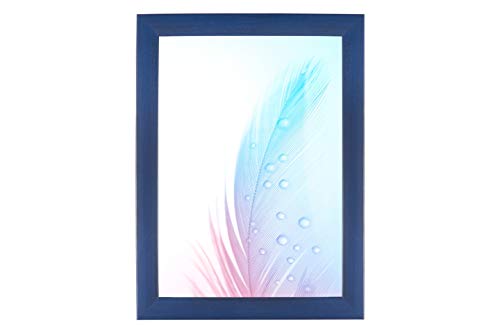 Duisburger-Rahmen24 DR24 12x17 Bilderrahmen (Dunkelblau) nach Maß, 35 mm breiter MDF Holzrahmen inkl. entspiegelter Anti-Reflex Kunstglasscheibe, Stabiler Rückwand, Biegestiften und Aufhängern Cover