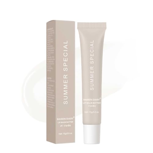 Image of BAISEN DIARY Summer Special Lip Butter Balm - Ultra-Hydrating, Nourishing Lip Care with Natural Ingredients, Shea Butter & Olive Butter, Soothes & Softens Dry Lips (#1 Vanilla, 0.5 Fl Oz (Pack of 1))