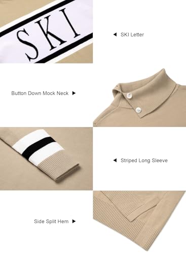 Image of Gleeivy Plus Size Sweaters for Curvy Women Winter WAM Sweaters Juniors Trendy Cable Knit Sweater Color Block Patchwork Ski Outfits Cotton Dressy Casual Fleece Khkai XL Khaki