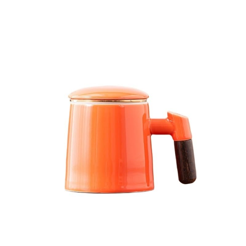 Tasse à thé Tasse de bureau en porcelaine de jade avec couvercle, filtre, séparation du thé, tasse à thé en céramique Récipient de trempage(C)