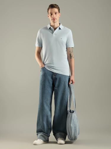 Image of Tommy Hilfiger Solid Regular fit Cotton Polo t-Shirt