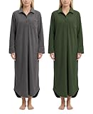 Andrew Scott Women's Plush Polar Fleece Sleep Shirt | Long Henley Nightshirt Robe | Ultra Soft Nightdress | Multi Color Packs