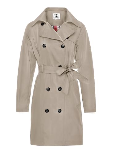 SaphiRose Khaki Trench Coat - Water-Resistant, Double-Breasted Peacoat with Flexible Hood, Small - Image 2