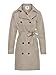 SaphiRose Women's Water-Resistant Trench Coat Double-Breasted Long Peacoat with Removable Hood(Khaki Small)