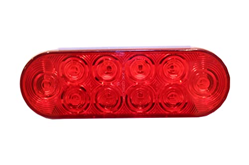 Optronics 6" Oval Grommet Mount 10 Super Diode Led Light, Red, Stop/Turn/Tail, Heavy Duty Water Proof #TOP2