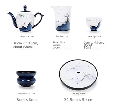 Ceramiczny czajniczek i zestaw filiżanek na domowe popołudniowe przyjęcie herbaciane