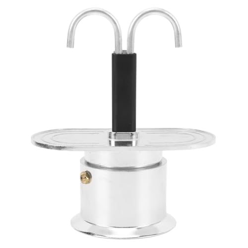 QWUUYEC de Doble Cabezal 100ml, Aluminio, Mini Italiana de Estufa, Base Redonda - Calentamiento Rápido, Diseño Compacto, Ideal para Casa y Oficina (base redonda)