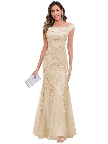 Tulle Sequin Mother of The Bride Dresses for Women Long Mermaid Off The Shoulder Formal Evening Gown2