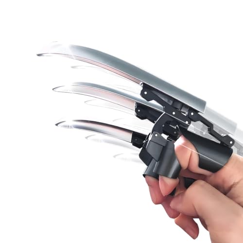 YUVKIN 6 Pièces Griffes Rétractables de Wolverine, Griffes de Loup en Plastique Extensibles, Costume Cosplay Wolverine pour Adultes et Enfants (Argenté)