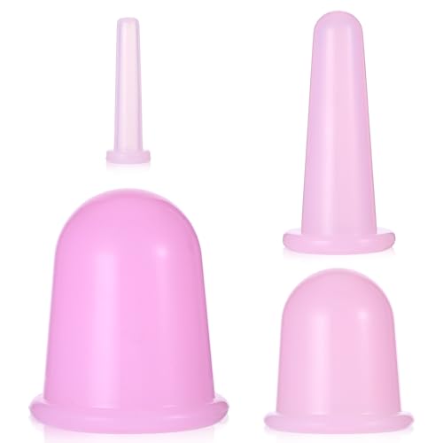 4 Pieces Facial Cupping Therapy Set Anti Cellulite Silicone Vacuu...