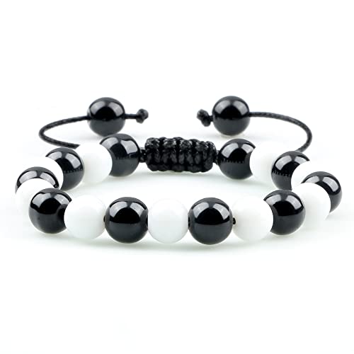 Bracelet en perle d'obsidienne noire et oeil de tigre naturel