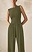 PRETTYGARDEN One Piece Jumpsuits for Women Dressy Casual Sleeveless Crewneck Wide Leg Rompers Jumpers 2026 Vacation Summer Outfits(Army Green, L)