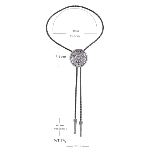 Image of GelConnie Floral Bolo Tie for Men Womens Bolo Tie Necklace Native American Black Men's Bolo Ties Western Cowboy Bolero Ties